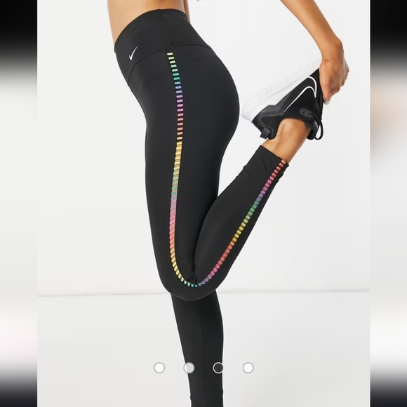 Nike Training One rainbow ladder 7/8 leggings in black NWT Sz XS - Picture 1 of 10